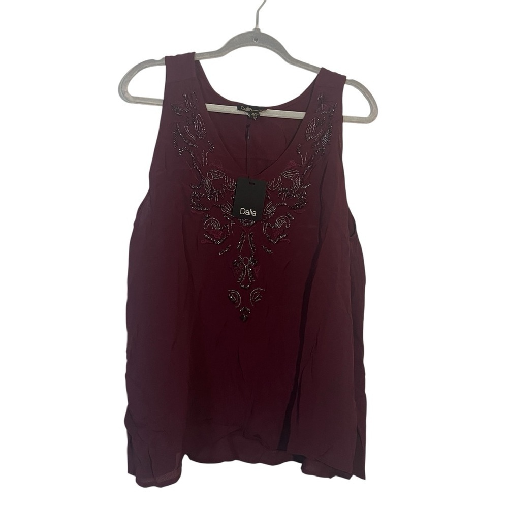 NWT Dalia Made in India Women's Hand Beaded Embroidered Tank Top Size XL